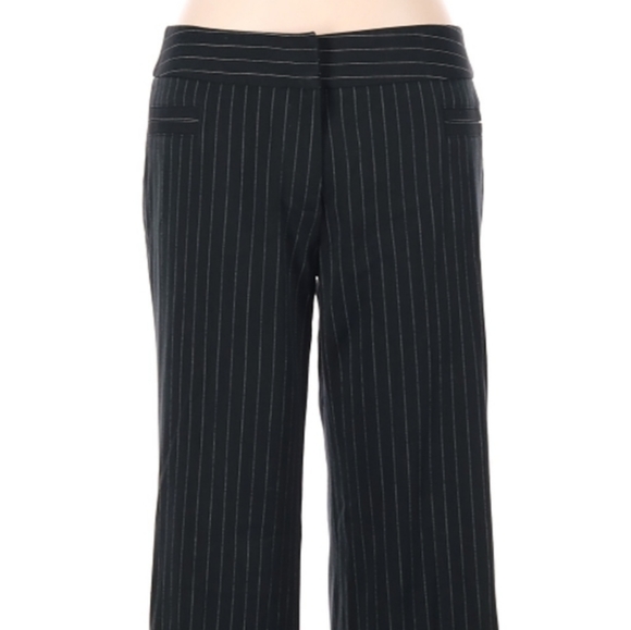 Oleg Cassini Dress Pants Size 8 Mid Rise Navy Blue White Pinstripes Pockets - Picture 3 of 7